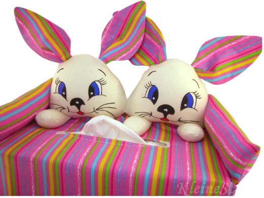 Lustiges Hasenpaar auf Streifensofa - Bezug für Kosmetiktuchbox