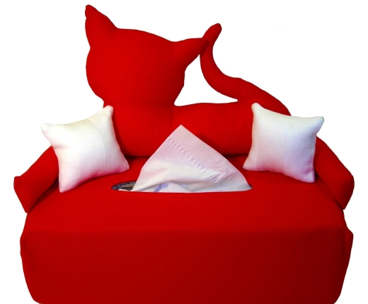 Rote Katze Taschentuchsofa