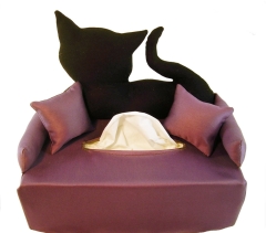 Katze auf Flieder Taschentuchsofa - Kosmetiktuchboxbezug
