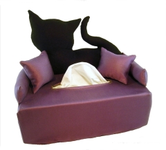 Katze auf Flieder Taschentuchsofa - Kosmetiktuchboxbezug
